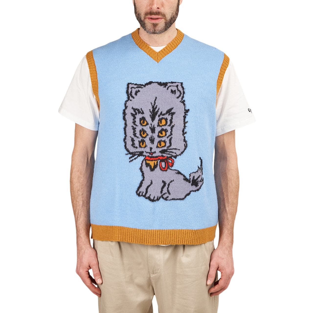 Image of Brain Dead Kitty Cat Sweater Vest (Light Blue)