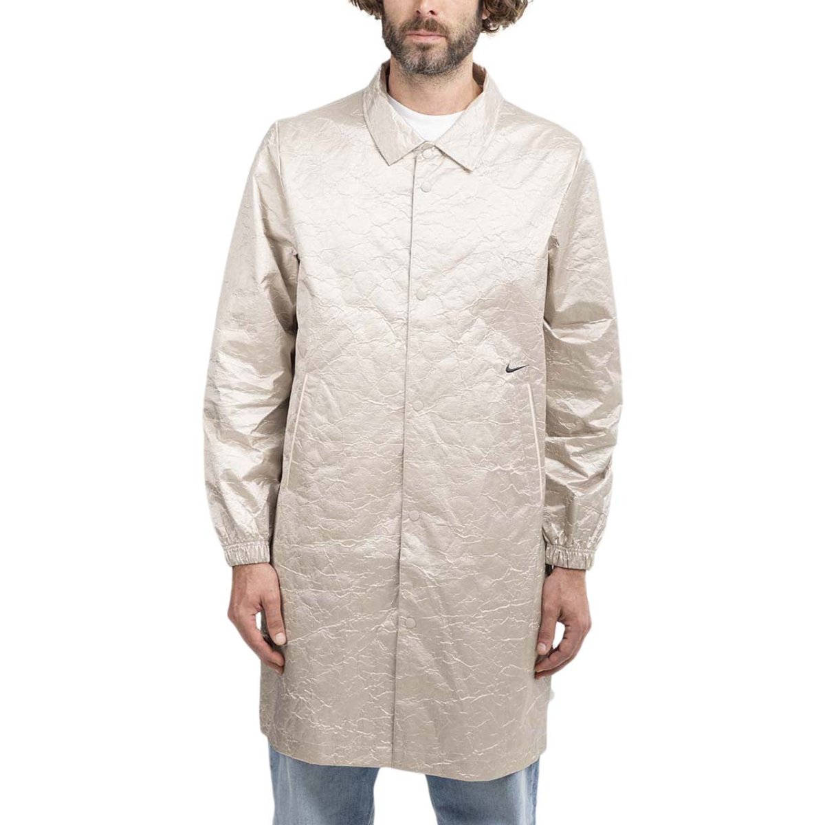 Image of Nike Sportswear Style Essentials Mens Long Coaches Jacket (Beige)