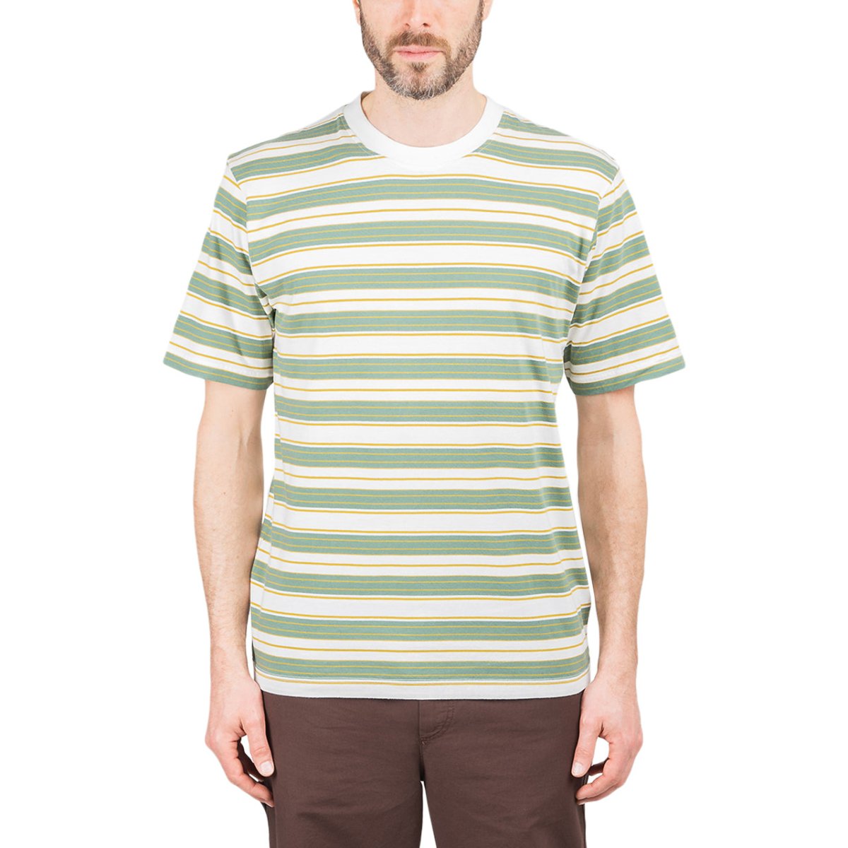 Image of Norse Projects Johannes Multi Stripe T-Shirt (Green / White)