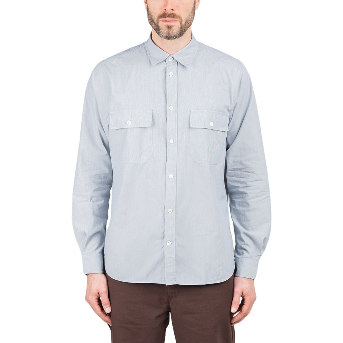 Image of Norse Projects Villads Micro Stripe Shirt (Light Blue)