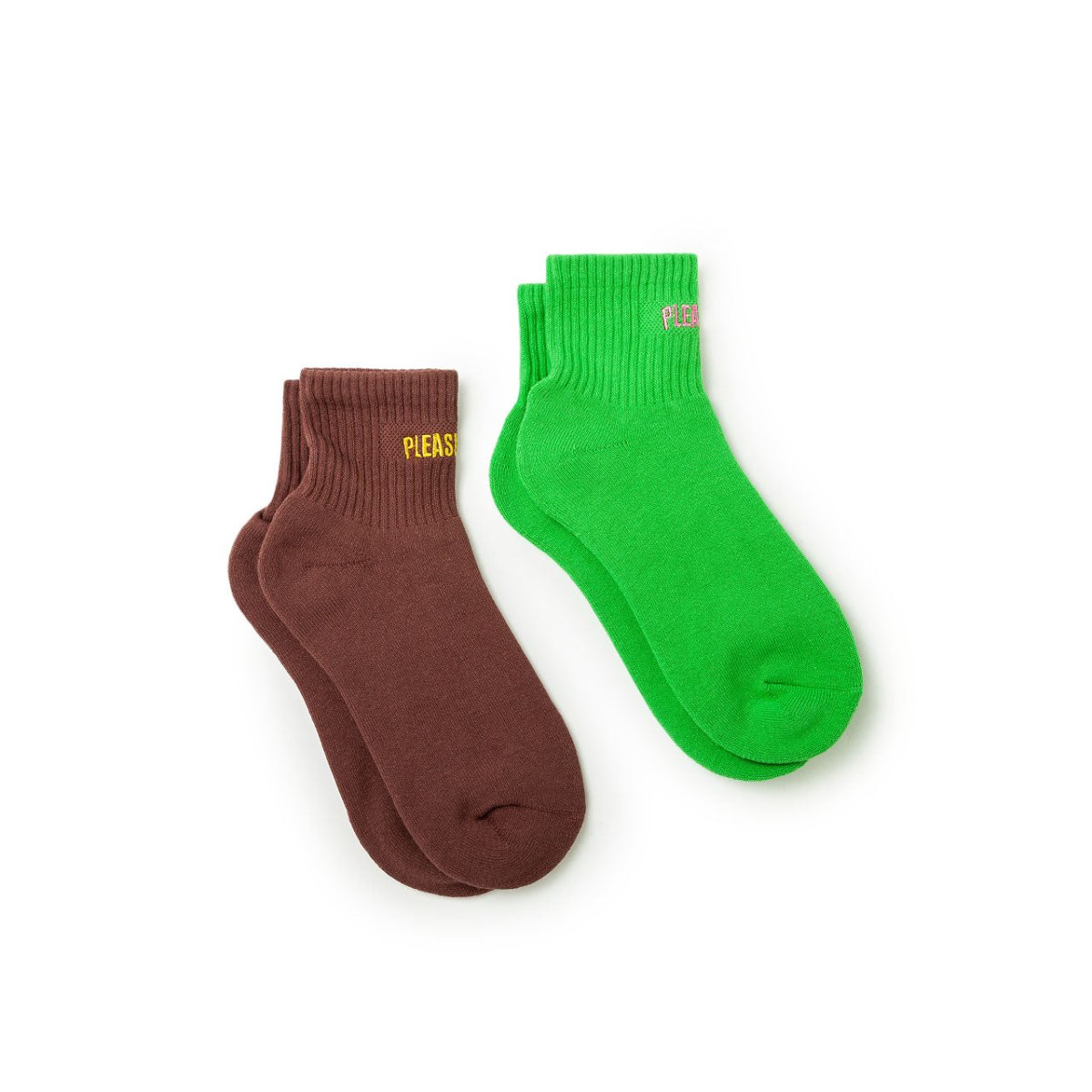 Image of Pleasures 2 Pack Logo Socks (Green / Brown)