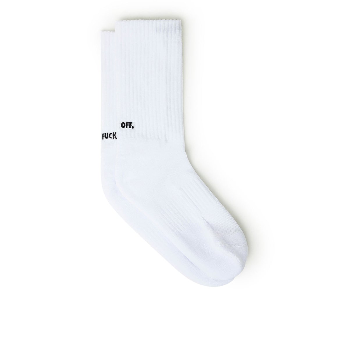 Image of Raised by Wolves Fuck Off Crew Socks (White)
