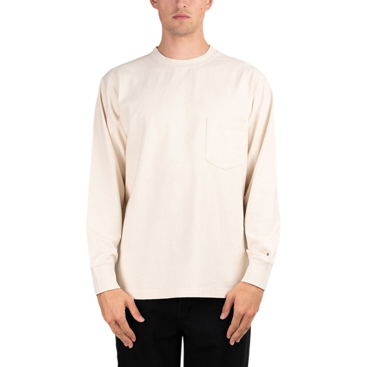 Image of Snow Peak Recycled Cotton Long Sleeve T-Shirt (Beige)