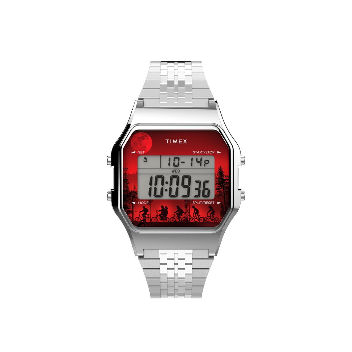 Image of Timex T80 x Stranger Things 34mm Stainless Steel Bracelet Watch (Silve