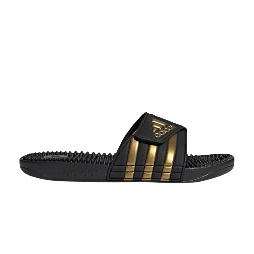 Image of adidas Adissage Slides Black Gold Metallic (EG6517)