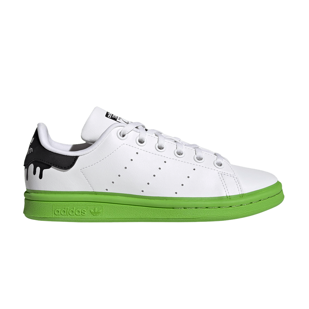 Image of adidas Stan Smith Big Kid Paint Drip - White Solid Green (GZ3966)