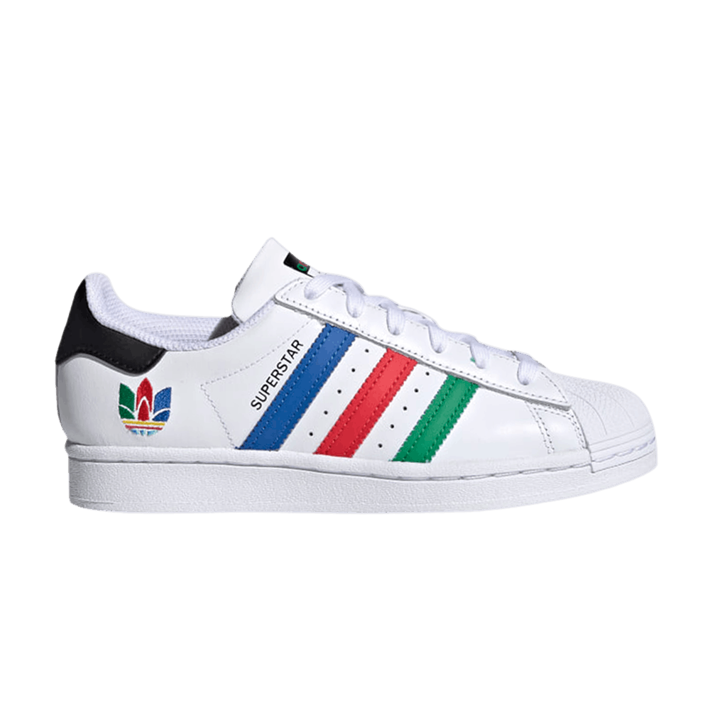 Image of adidas Superstar J Colorful Stripes - Cloud White (FW5236)