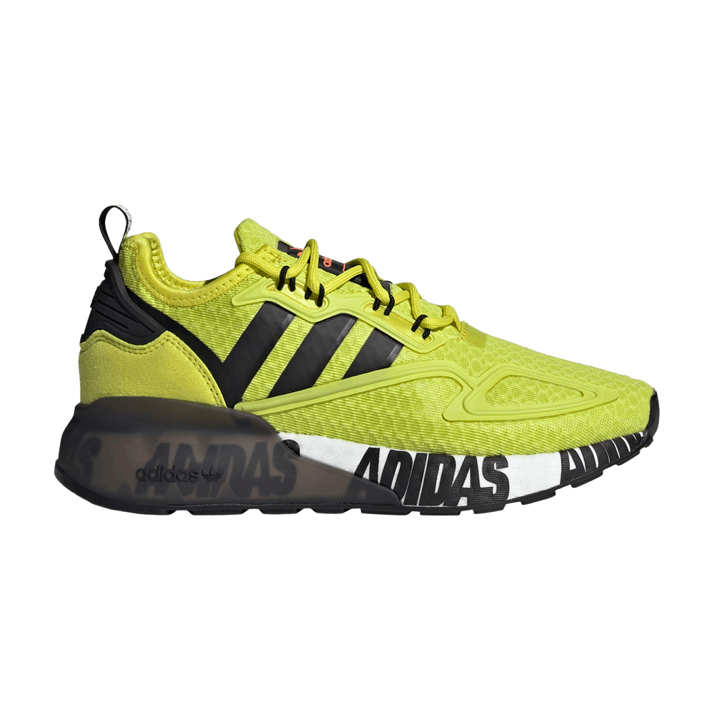 Image of adidas ZX 2K Boost J Bold Logo Graphic - Acid Yellow (FY2638)