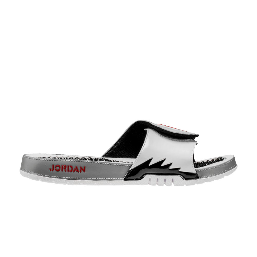 Image of Air Jordan Hydro 5 Slide White Red Silver (555501-112)
