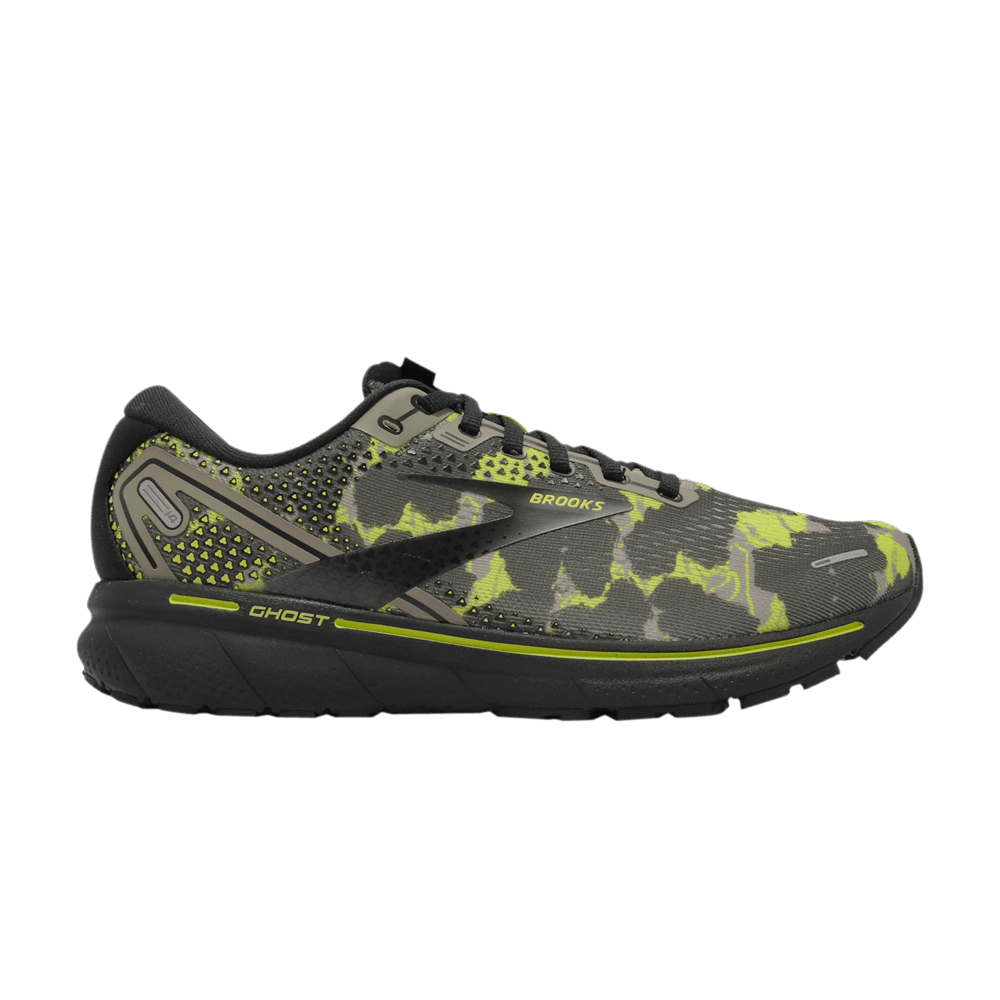 Image of Brooks Ghost 14 Camo - Lime Punch Black (110369-1D-375)