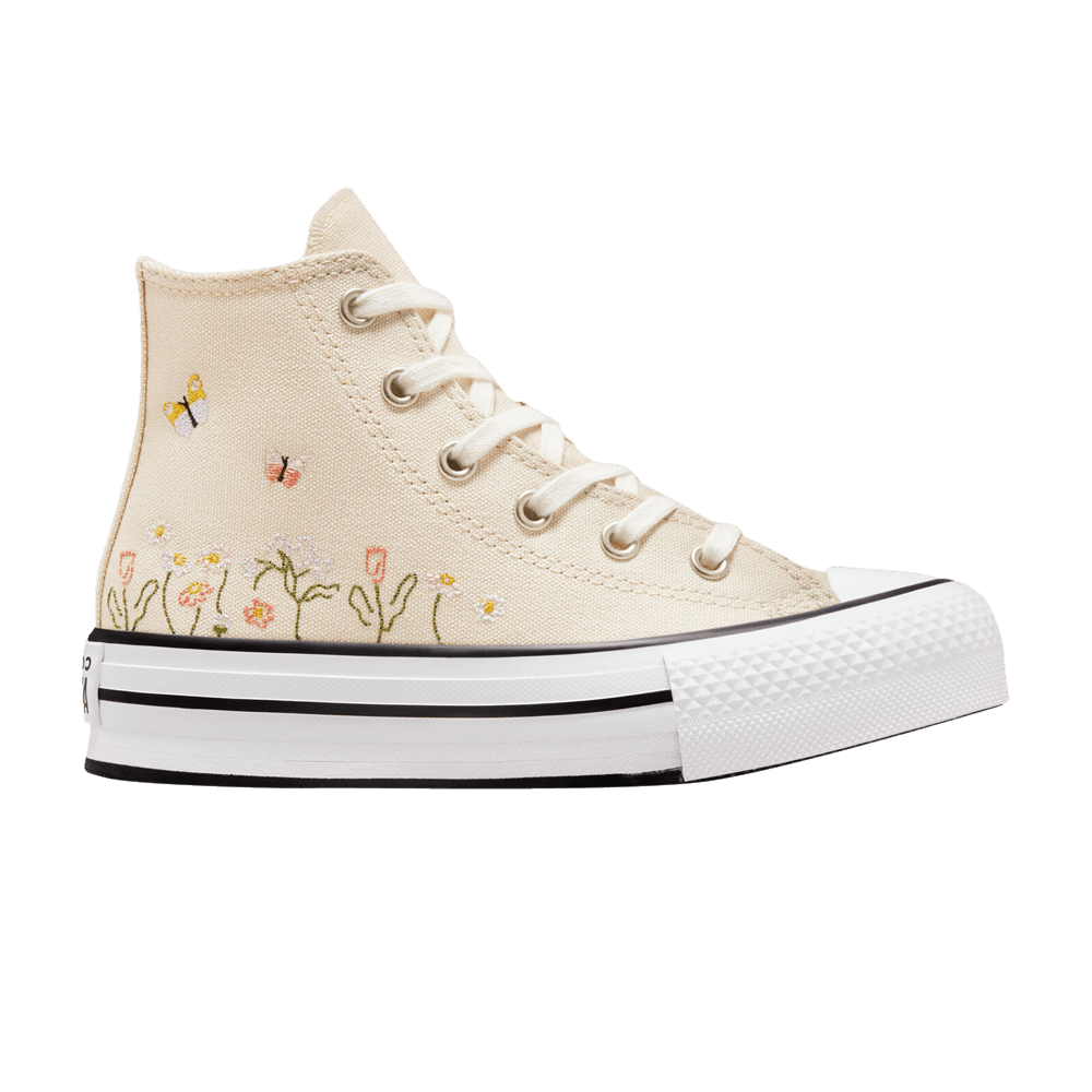 Image of Converse Chuck Taylor All Star Lift Platform High PS Floral Embroidery - Natural Ivory (A01615C)