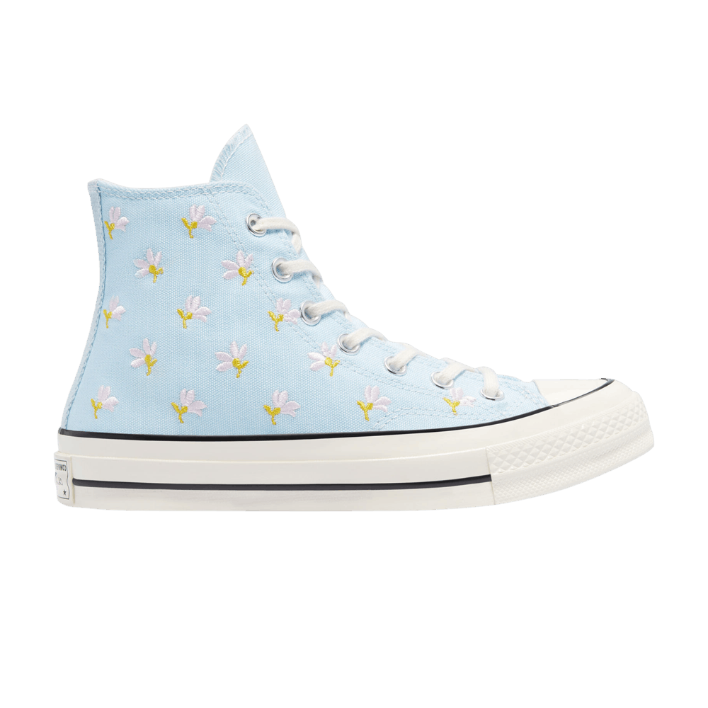 Image of Converse Wmns Chuck 70 High Embroidered Floral Print - Chambray Blue (570917C)