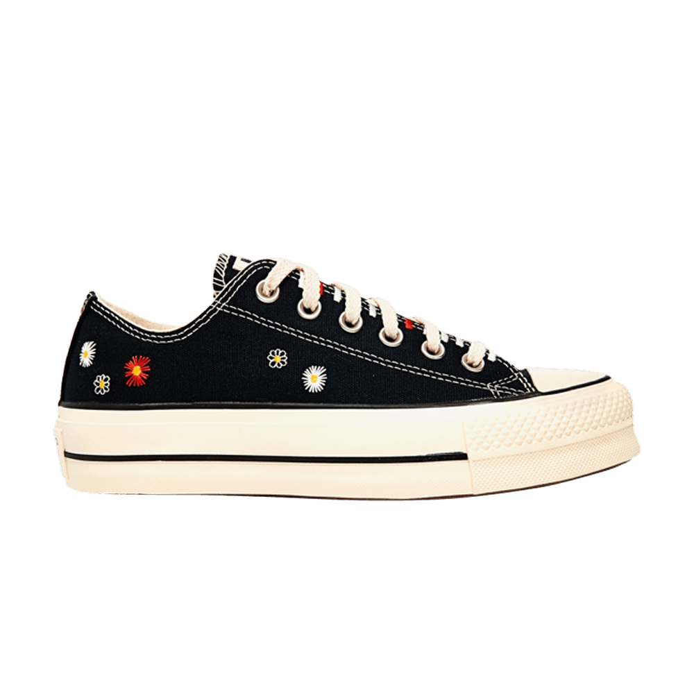 Image of Converse Wmns Chuck Taylor All Star Lift Low Daisy Embroidery - Black (567994C)