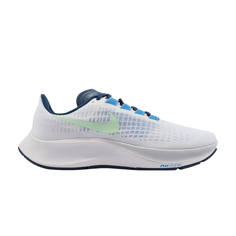 Image of Nike Air Zoom Pegasus 37 White Blue Cucumber (BQ9646-101)