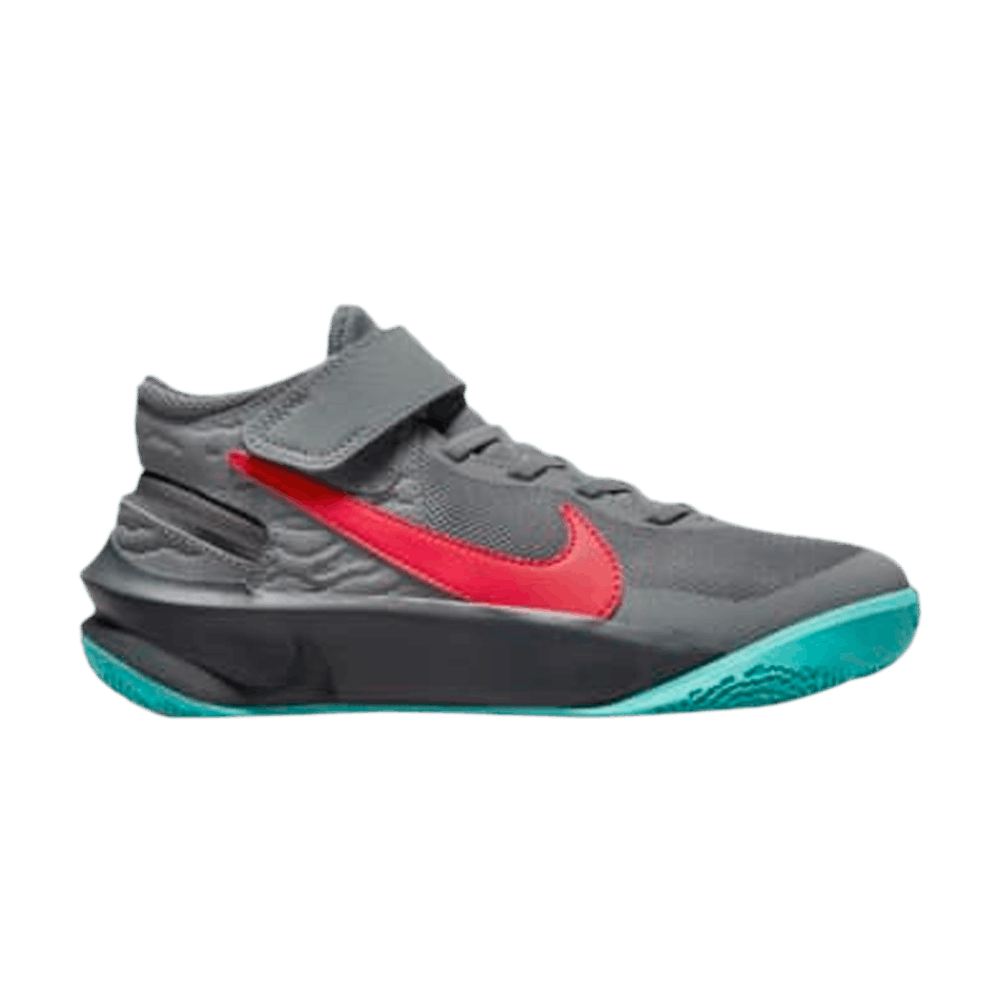 Image of Nike Team Hustle D10 FlyEase GS Smoke Grey Washed Teal Siren Red (DD7303-008)