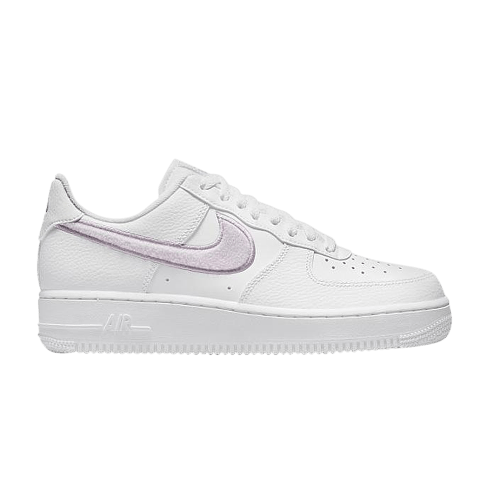 Image of Nike Wmns Air Force 1 07 Essential Chenille Swoosh - White Lilac (DN5056-100)