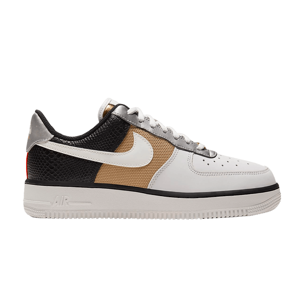 Image of Nike Wmns Air Force 1 07 Grey Black Gold (CT3434-001)