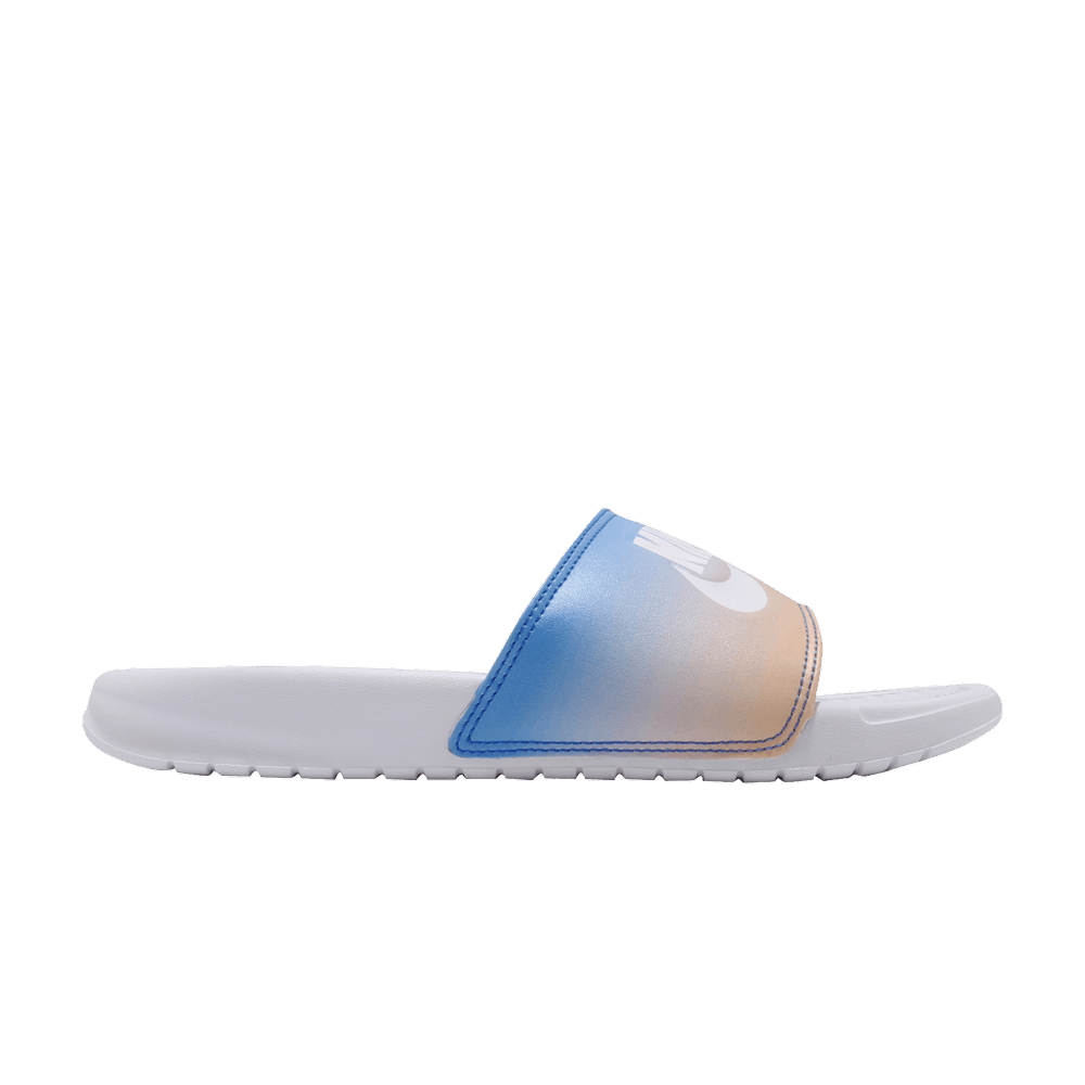 Image of Nike Wmns Benassi JDI Print Slide White Hyper Royal (618919-122)