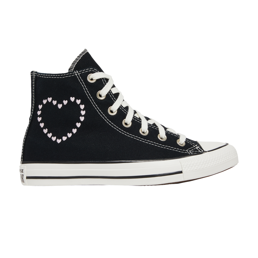 Image of Wmns Chuck Taylor All Star High Embroidered Hearts - Black (A01602C)
