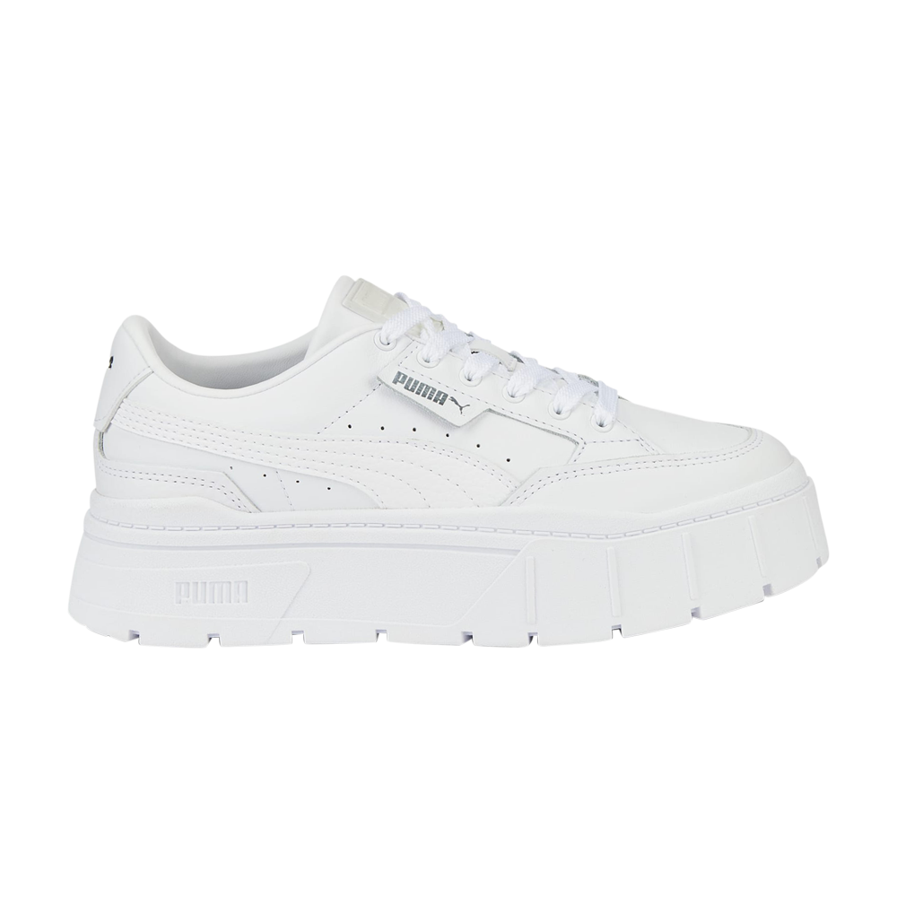 Image of Wmns Mayze Stack Leather Triple White (384412-01)