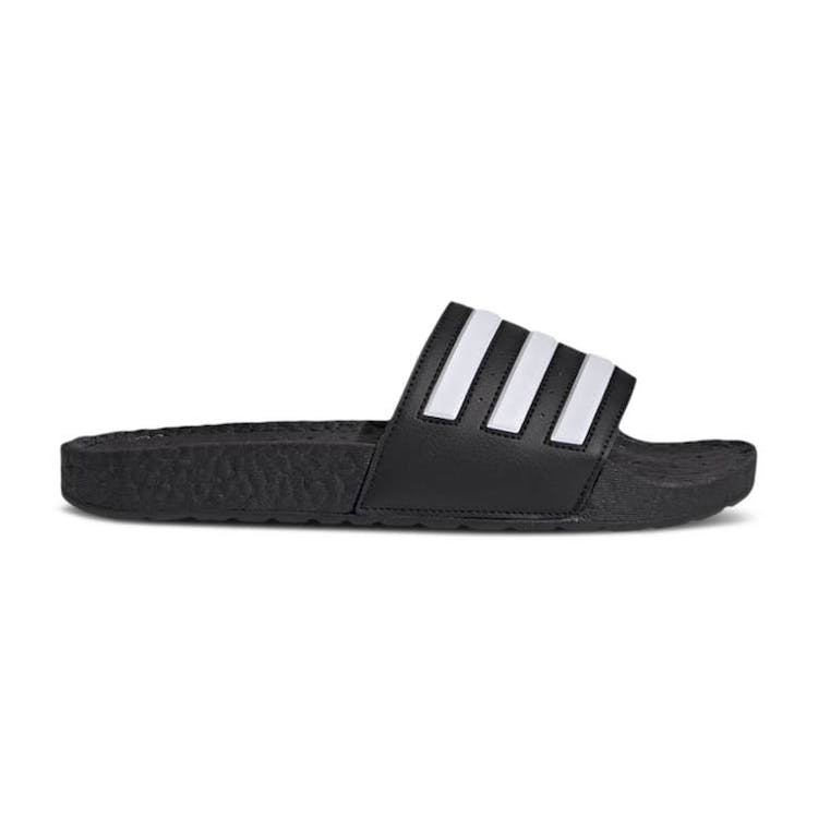 Image of adidas Adilette Boost Slides Black White Stripes