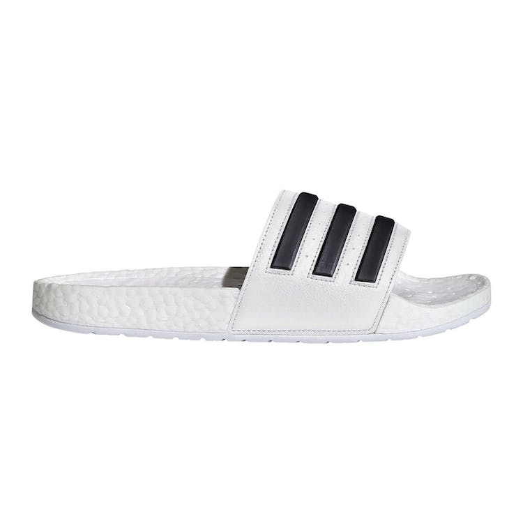 Image of adidas Adilette Boost Slides White Black Stripes