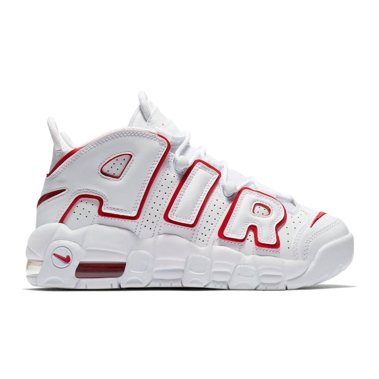 Image of Air More Uptempo White Varsity Red Outline (GS)