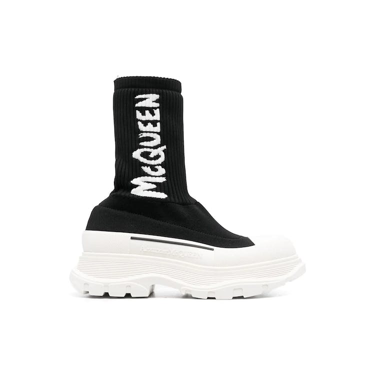 Image of Alexander McQueen Logo Intarsia Chunky Sock Sneaker Black Ice (W)