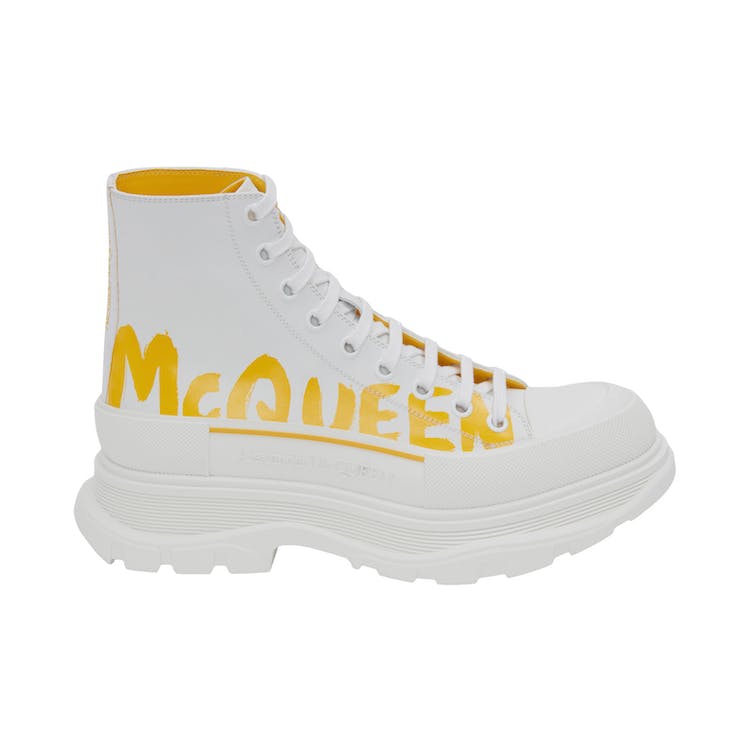 Image of Alexander McQueen Tread Slick Boot Graffiti White Yellow Pop