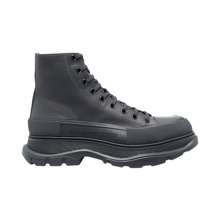 Image of Alexander McQueen Tread Slick Boot Leather Anthracite Grey