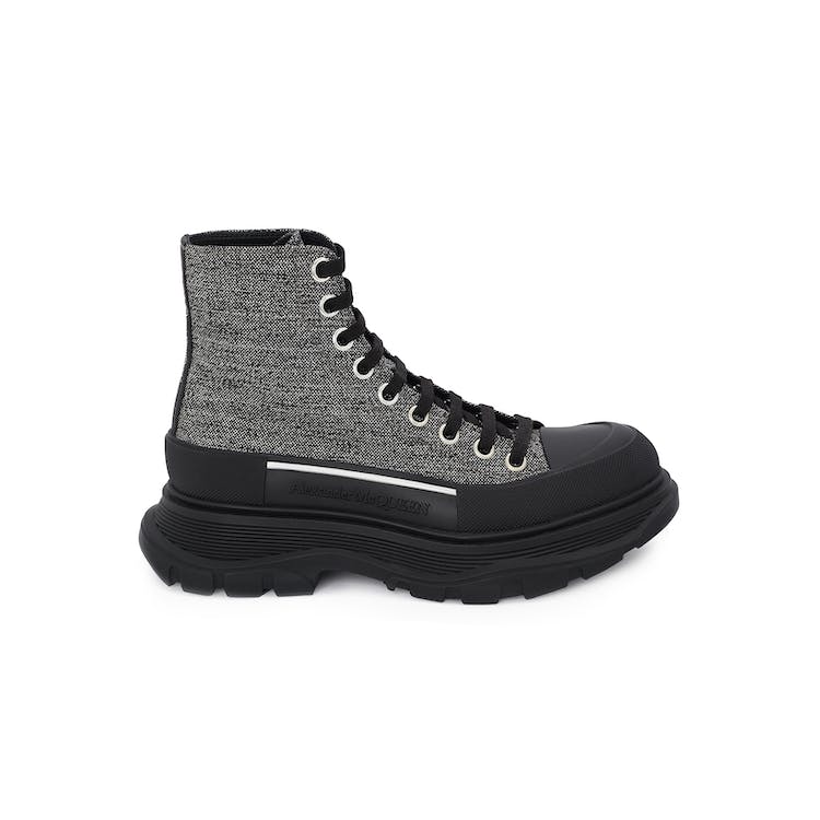 Image of Alexander McQueen Tread Slick Lace Up Boot Black Silver (W)