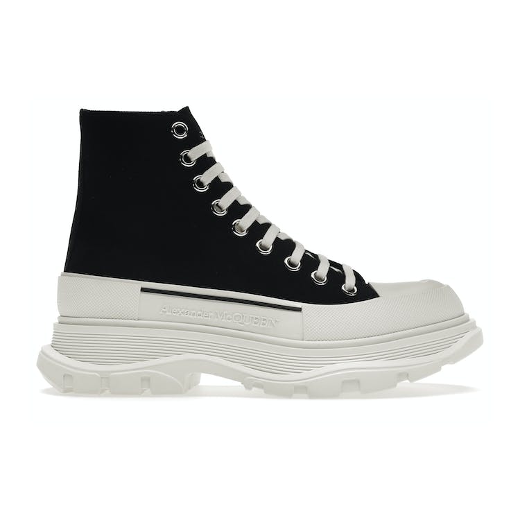 Image of Alexander McQueen Tread Slick Lace Up Boot Black White