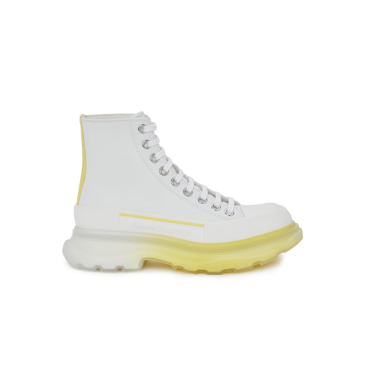 Image of Alexander McQueen Tread Slick Lace Up Boot Leather White Lichen Yellow Gradient (W)