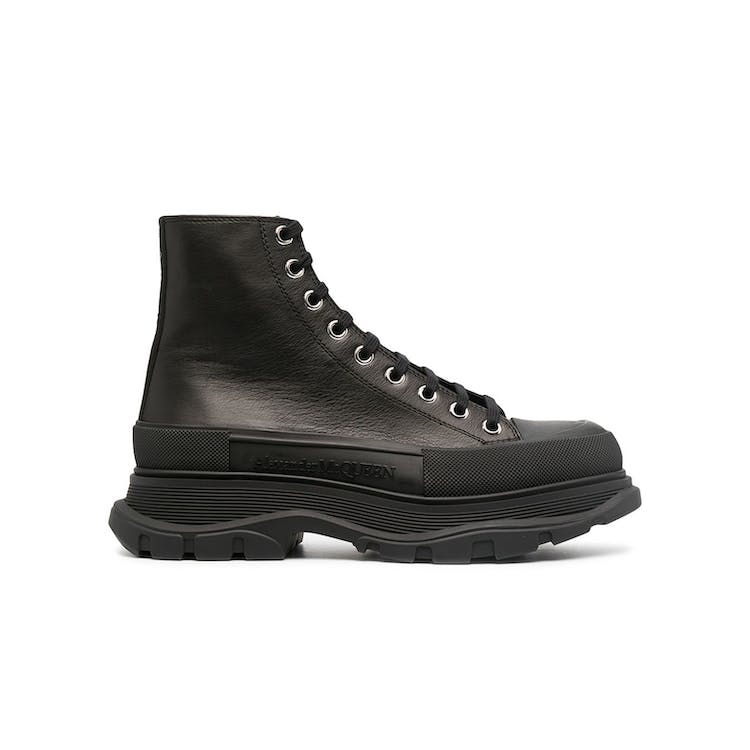 Image of Alexander McQueen Tread Slick Lace Up Boot Triple Black Leather