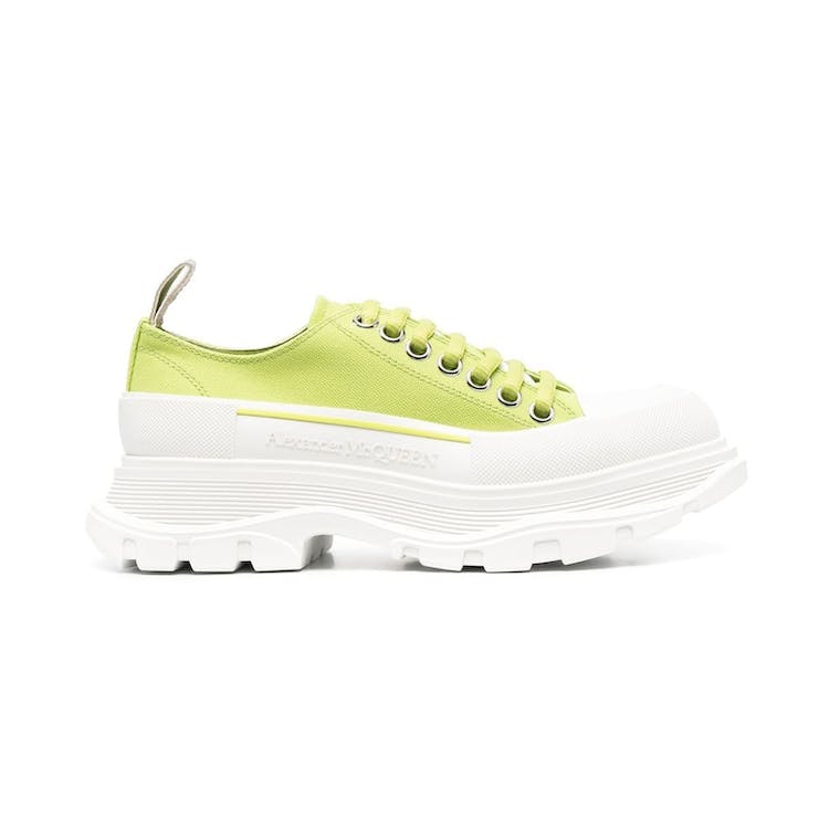 Image of Alexander McQueen Tread Slick Low Lace Up Canvas Lime Green White (W)