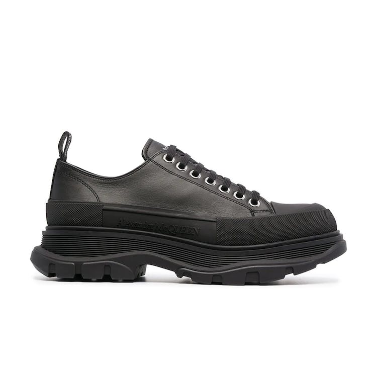 Image of Alexander McQueen Tread Slick Low Lace Up Leather Triple Black