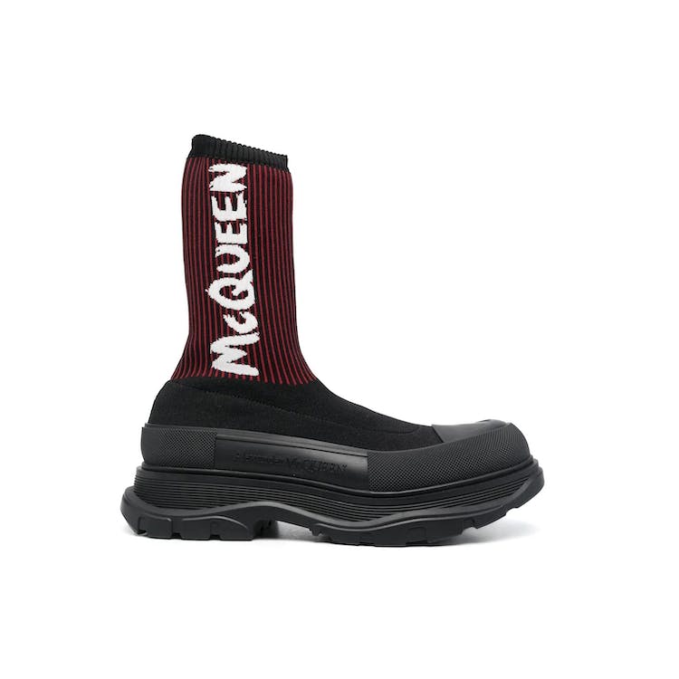 Image of Alexander McQueen Tread Slick Sock Boot Black Red