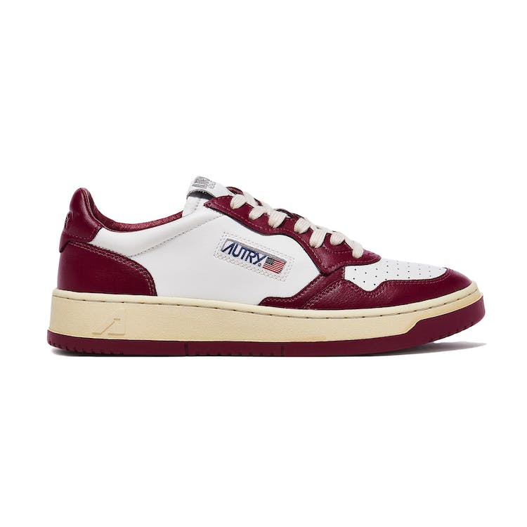 Image of Autry Medalist Leather Low Burgundy White