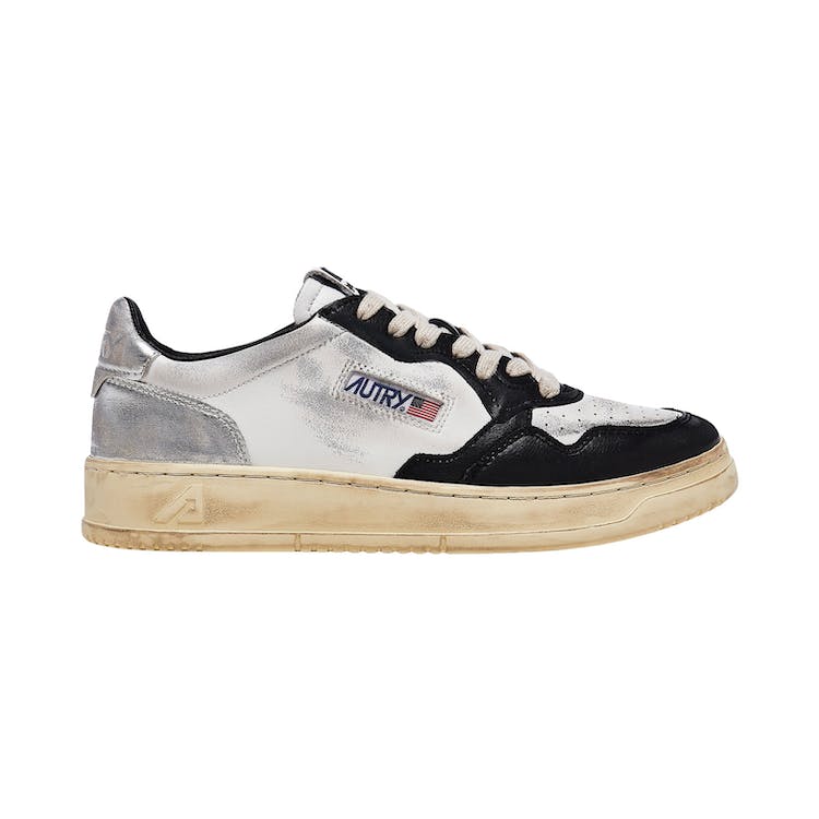 Image of Autry Medalist Leather Low Distressed White Black Silver