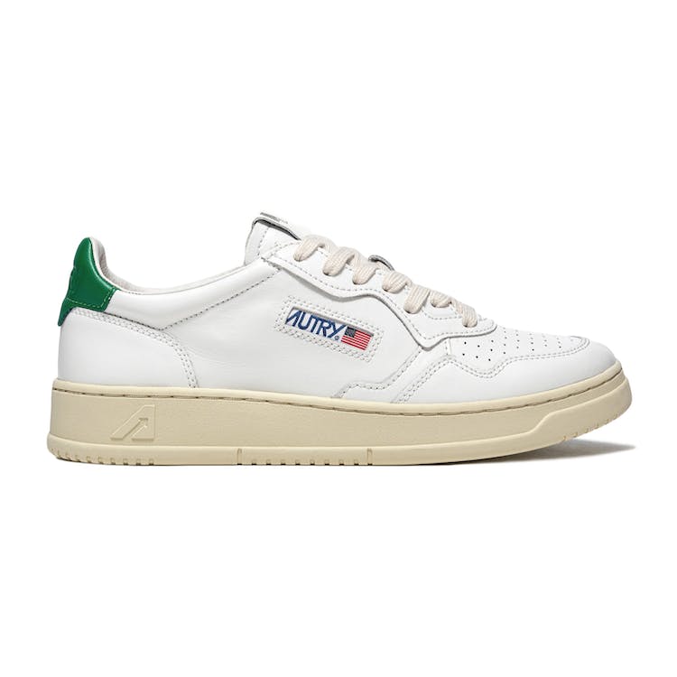 Image of Autry Medalist Leather Low White Green (W)