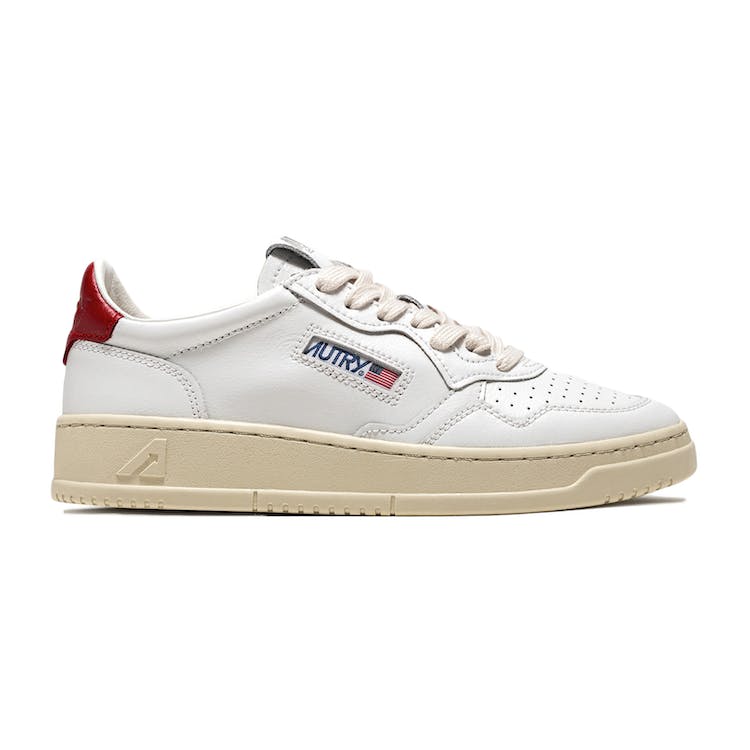 Image of Autry Medalist Leather Low White Red