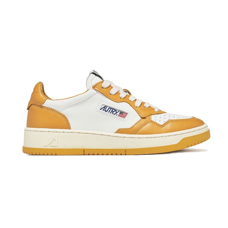 Image of Autry Medalist Leather Low Yellow White