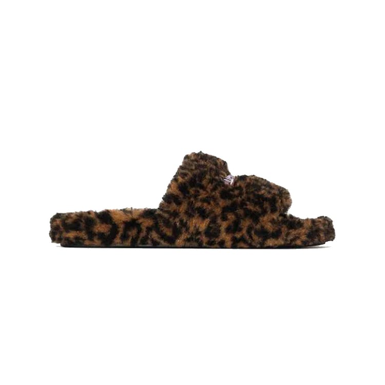 Image of Balenciaga Furry Slide Leopard Brown Black