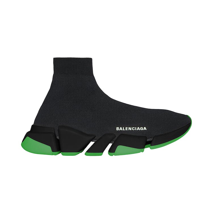 Image of Balenciaga Speed 2.0 Clear Sole Black Neon Green Black
