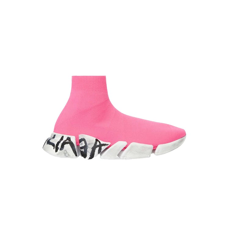 Image of Balenciaga Speed 2.0 Graffiti Recycled Knit Fluo Pink (W)