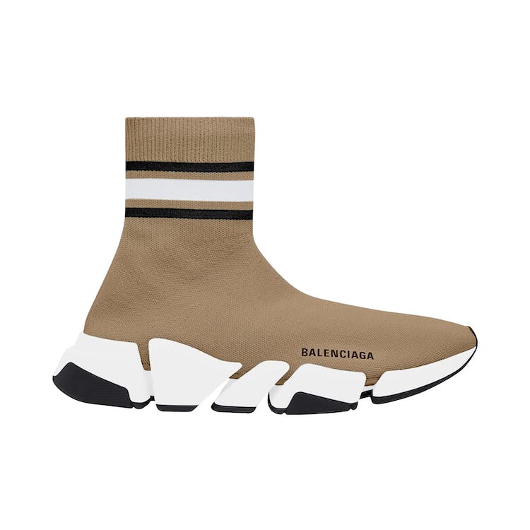 Image of Balenciaga Speed 2.0 Recycled Knit Beige Stripes
