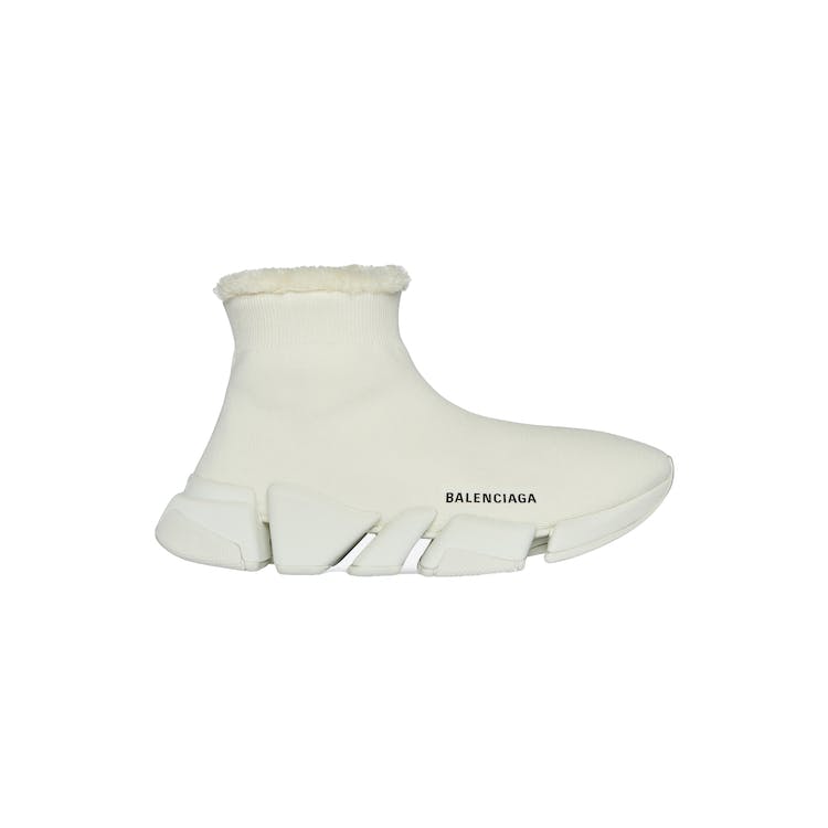 Image of Balenciaga Speed 2.0 Recycled Knit Fake Fur Beige (W)
