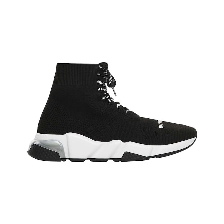Image of Balenciaga Speed Lace Up Clear Sole Black White (W)