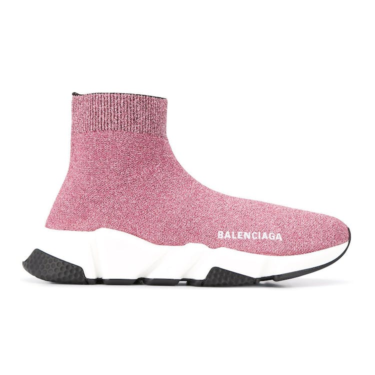 Image of Balenciaga Speed Lurex Knit Metallic Pink (W)