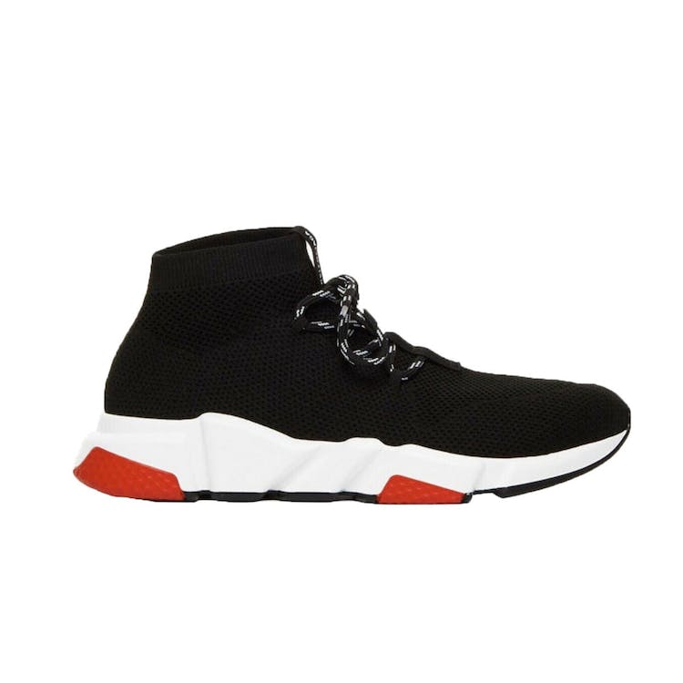 Image of Balenciaga Speed Trainer Lace Up Black Black White Red